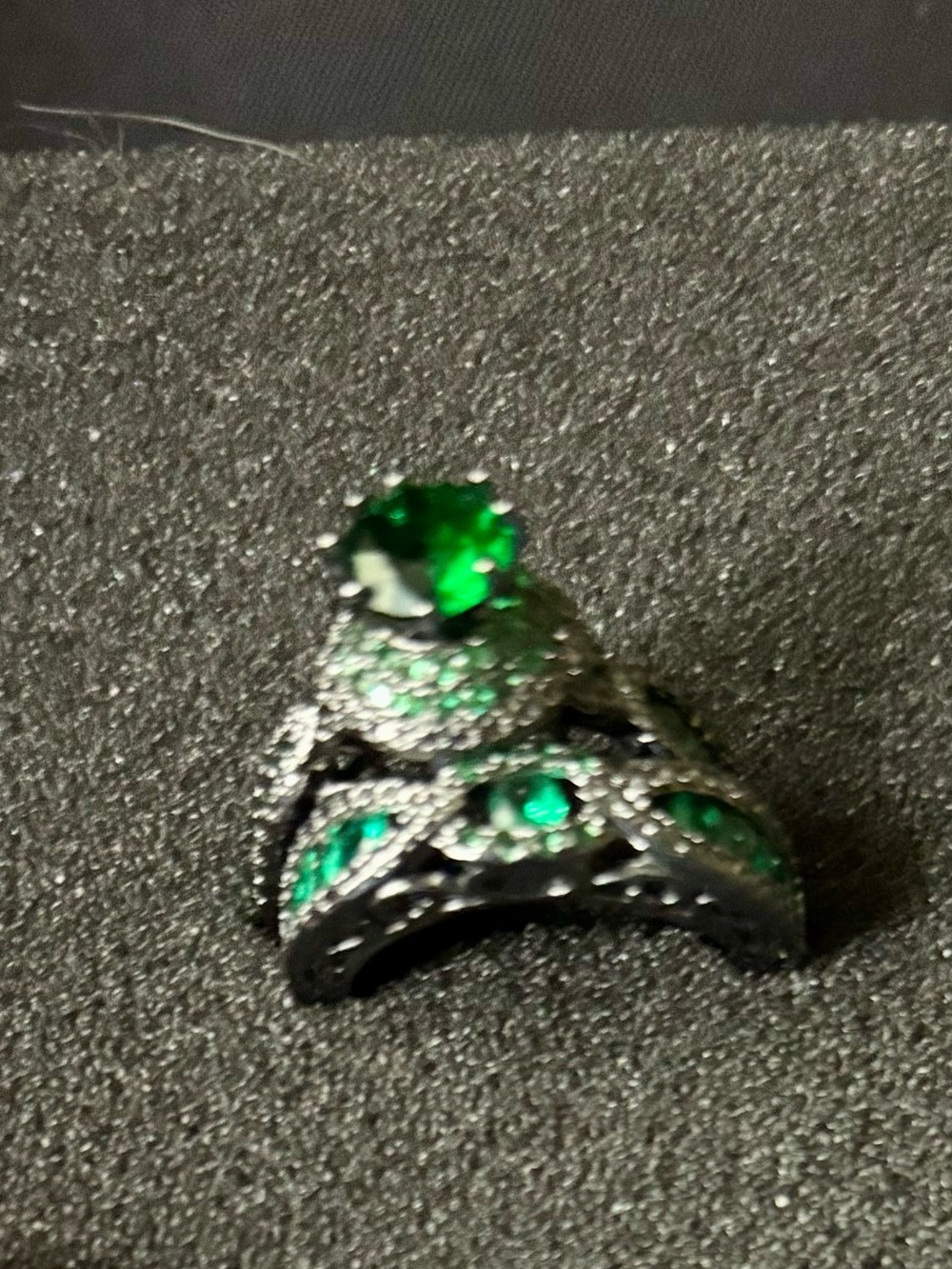 Emerald Green Crystal Statement Ring Set- Women Jewelry